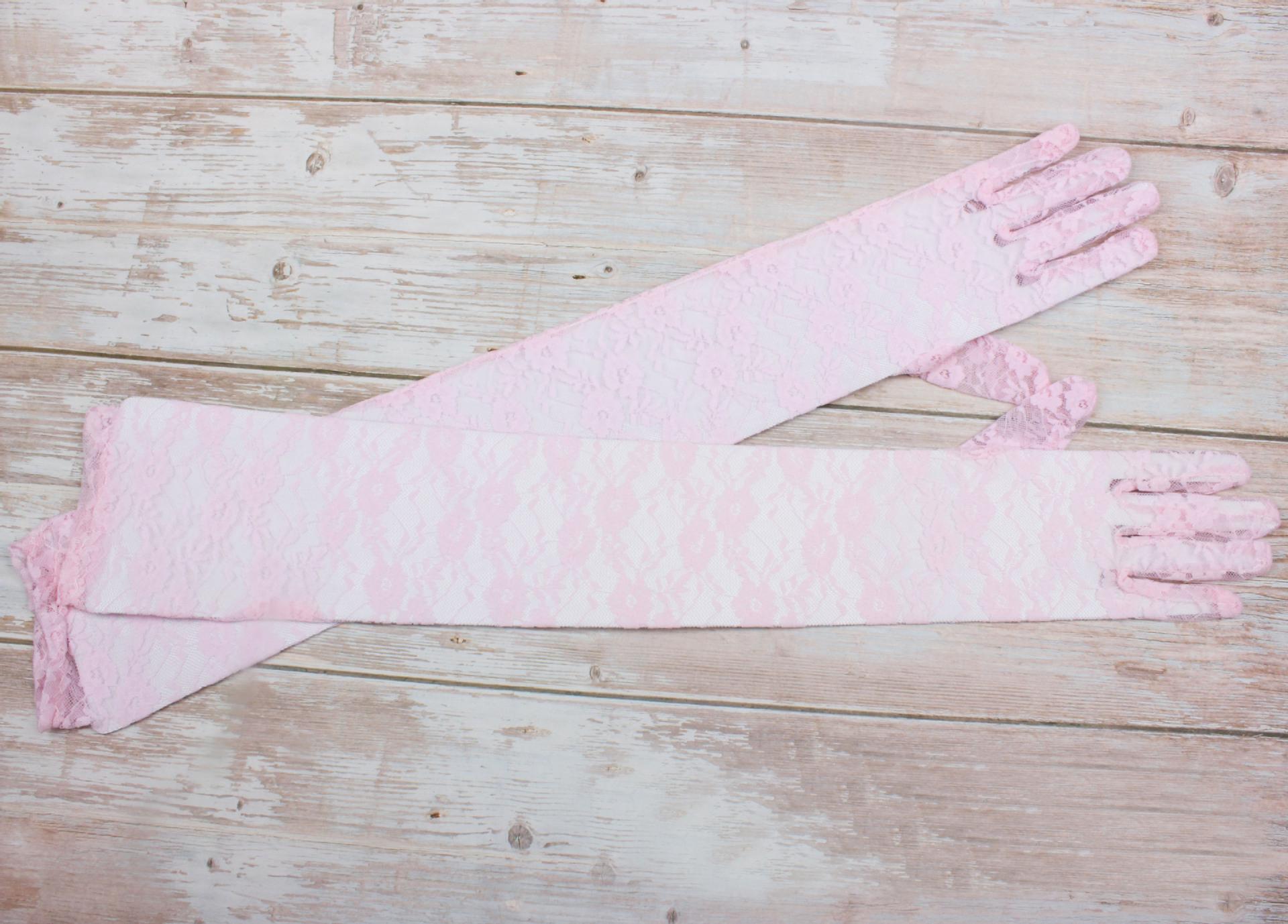 Pas cher blanc dentelle gants de mariée rouge blanc coton doigts longs gants pour mariage femmes fête accessoires demoiselle d'honneur rose gants: Pink