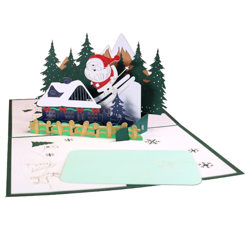 3D Pop-up Christmas Tree Santa Greeting Card Xmas Year Postcards Invitations: 5