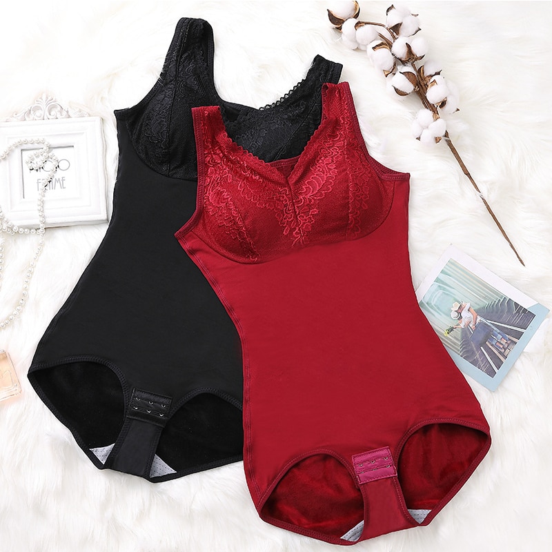 Women's Slimming Underwear Bodysuit Bra Body Shaper Waist Trainer Shaper Shapewear Slimming Bodysuits Hook Corset with velvet