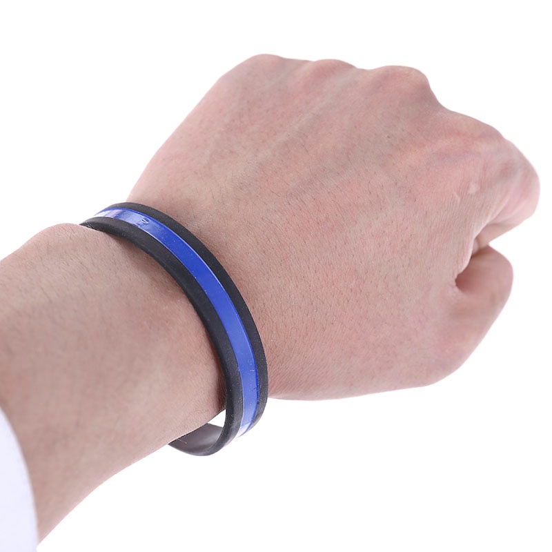 Leben Importe Silikon Armbinde Blau Dünne Linie Handgelenk Band tropfen Für mann armbänder Sport und leben NEUE 1 PC