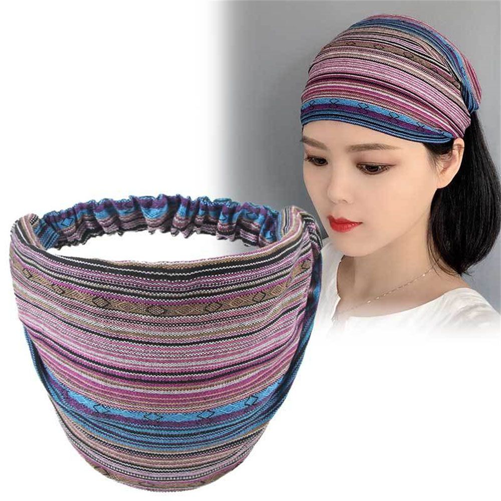 Stil pannband randig hårsjal bred huvudband turban tyg bomull trend elastiska hårband för kvinnor flickor: 2