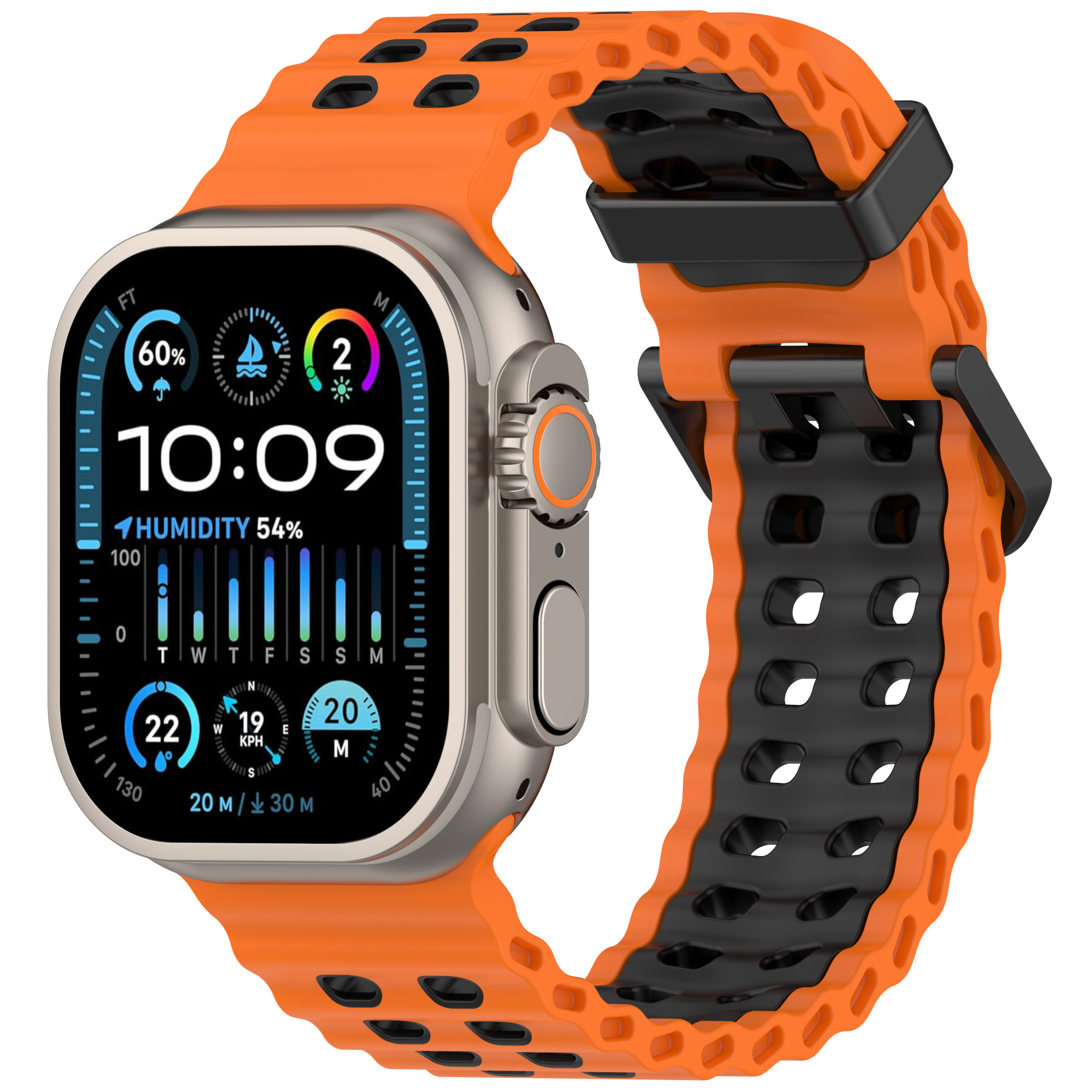 Pulseira esportiva de silicone oceano para apple watch ultra 2 49mm série 10 9 8 7 6 5 4 3 se 46mm 45mm 44mm 42mm pulseira de dois tons: Luz branca Pur