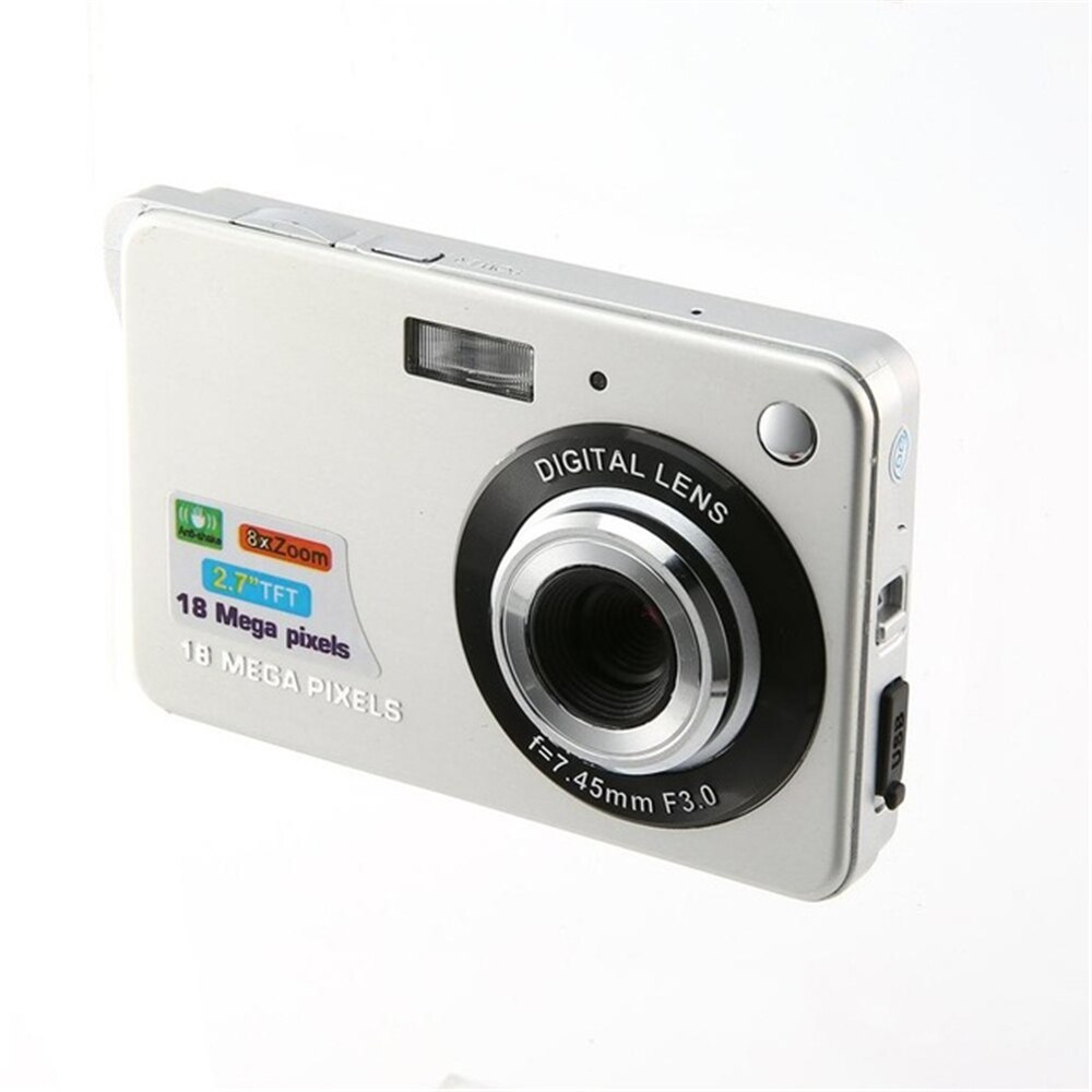 Portable Digital Camera 2.7 Inch Ultra-thin 18 MP Hd Digital Camera For Children Students Camera Video Camera Birthday Best: Silver