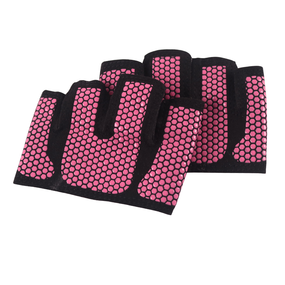 Gym Fitness Half Finger Gloves Men Women Anti-Slip Silicone Workout Glove Pull Up Power Weight Lifting Grips Hand Plam Protector: Pink / M