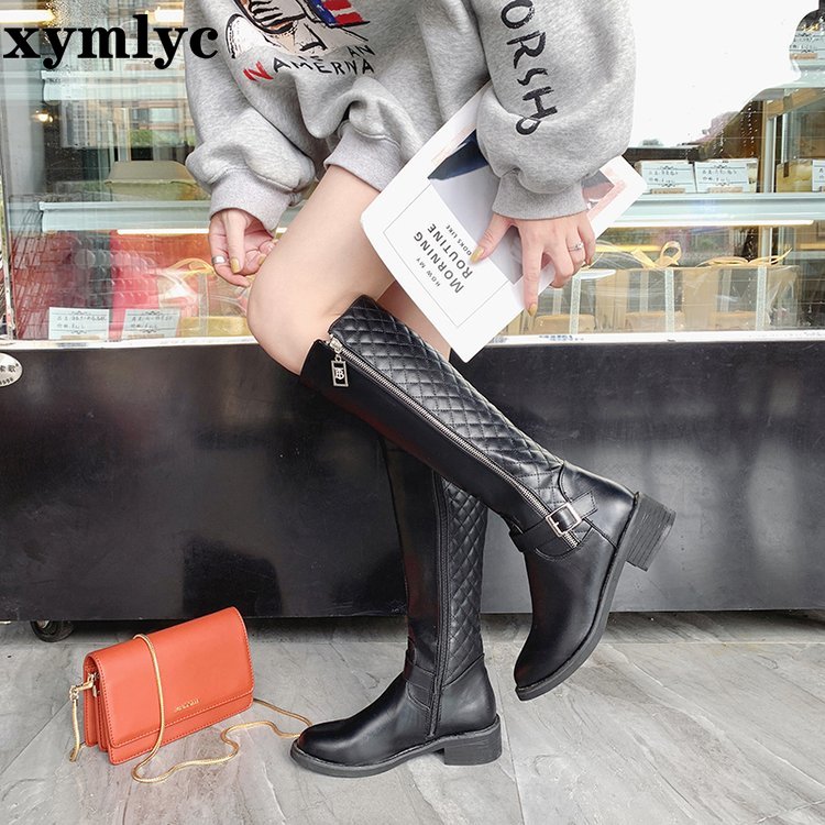 Women Over The Knee Boots Winter Thigh High Boots Suede Ladies Black Long Booties Elastic Block Heels Size 35-43