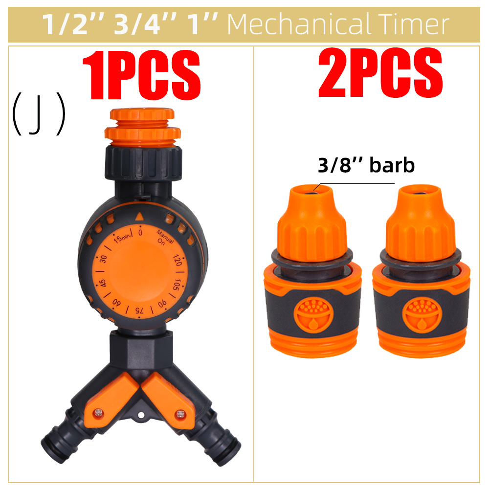 Garden Mechanical Watering Timer Greenhouse Drip Irrigation 3-Way Double Control Valve for Faucet Hose Automatic Controller: J