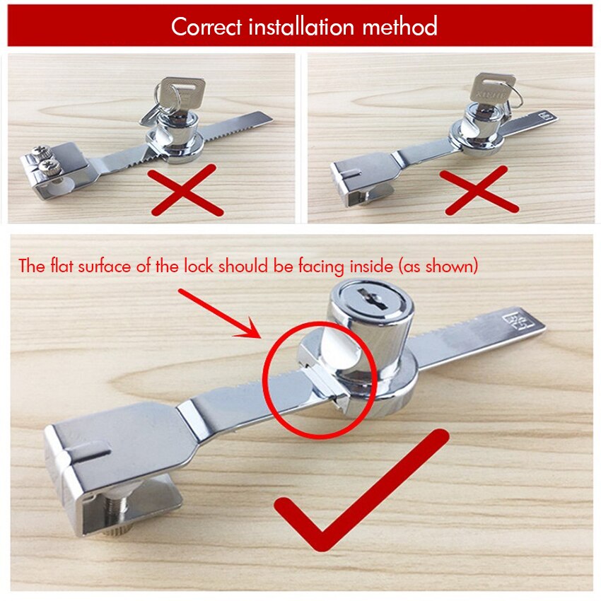 Sliding Glass Door Lock with Keys Sawtooth Counter Security Lock Showcase Display Cabinet Lock Home Shop Hardware Safety Locks