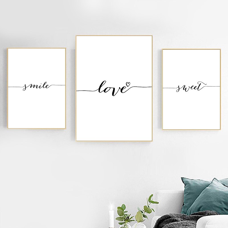 Liefde Glimlach Droom Zoete Quotes Canvas Poster En Prints Schilderen Wall Art Nordic Stijl Decoratieve Picture Thuis Slaapkamer Decor