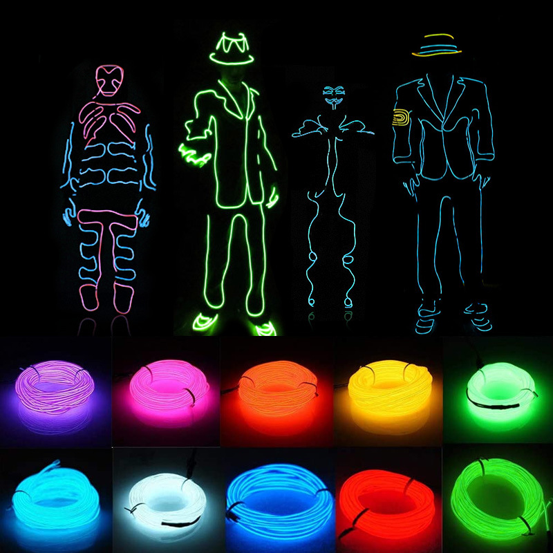 Flexibele Neon Licht 1M/3M/5M El Wire Led Neon Dance Party Sfeer Decor Lamp ropetube Waterdichte Multicolor Led Strip 3V