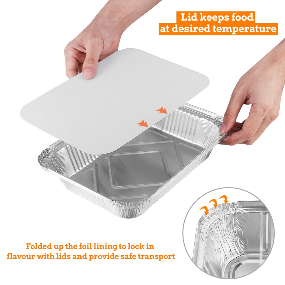 BESTONZON 20pcs Disposable BBQ Drip Pan Tray Aluminum Foil Tin Liners for Grease Catch Pans Replacement Liner Trays with Lid