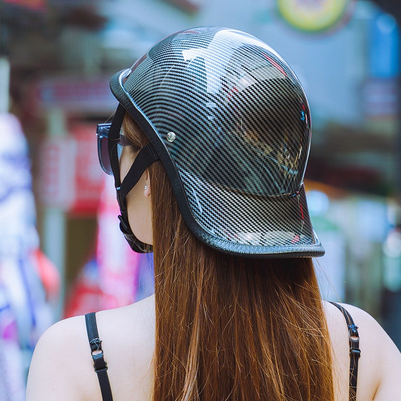Motorrad Helm Männlichen Frau Kürbis Schöpfen Helm halb-gesicht Jahrgang Lokomotiven Geworden Verzogen Helm Elektrische Halbe Abdeckung in