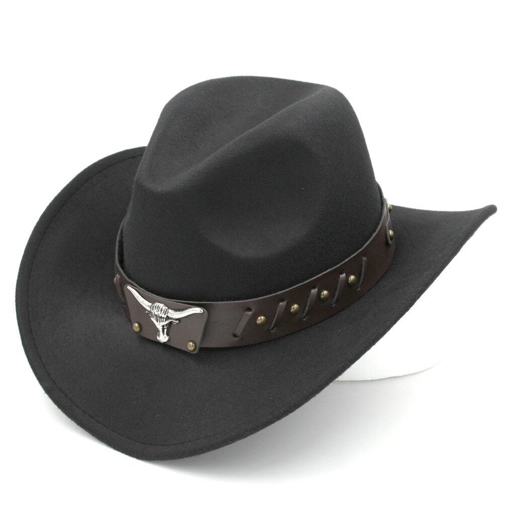 Mistdawn Womem Men Wool Blend Western Cowboy Hat Wide Brim Cowgirl Jazz Sombrero Cap Tauren Leather Band