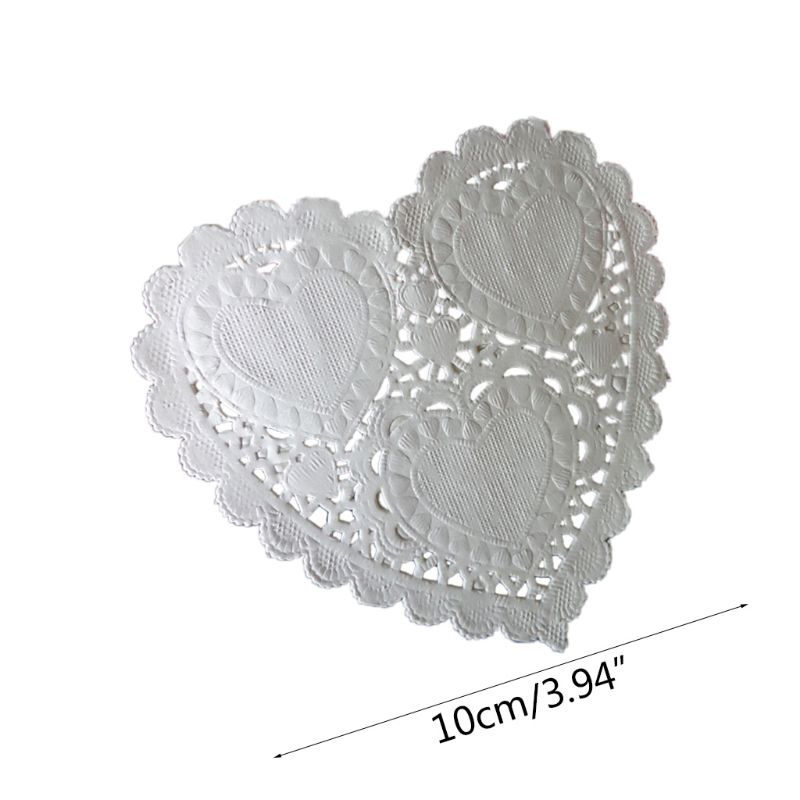 100Stck/einstellen 4 Zoll 10cm Herz bilden Papier Deckchen Weiß Deckchen Bahn Tischset