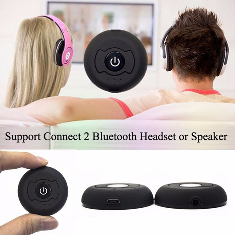 Multipoint Bluetooth 5.0 Audio Transmitter for TV PC Connect 2 Headphones 3.5Mm AUX Low Latency Stereo Wireless Adapter