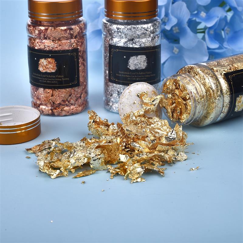 1 Bottle Gold Leaf Flakes Resin Filler Gold Silver Confetti Filling For DIY Epoxy Resin Craft Nail Art Foil Paper Jewelry Making
