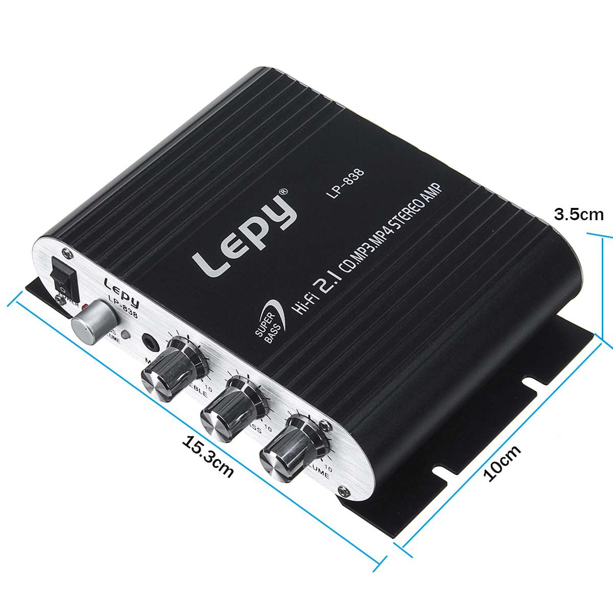 Lepy LP-838 12V Car Amplifier Hi-Fi 2.1 CH Channel MP3 MP4 DVD Phone Radio Audio Stereo Bass Speaker ooster Player