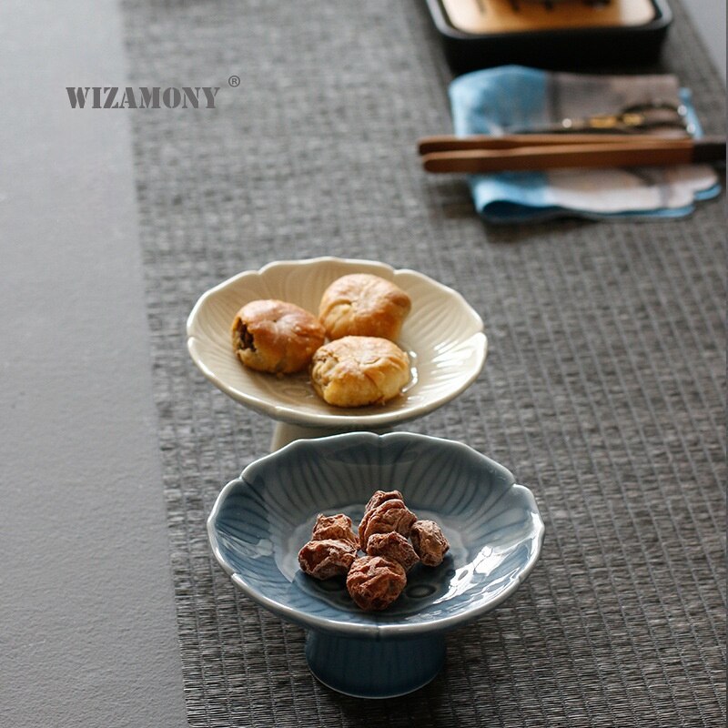 WIZAMONY fruit snack fruit tray ceramic high tea tray tea ceremony Japanese fruit nut dish