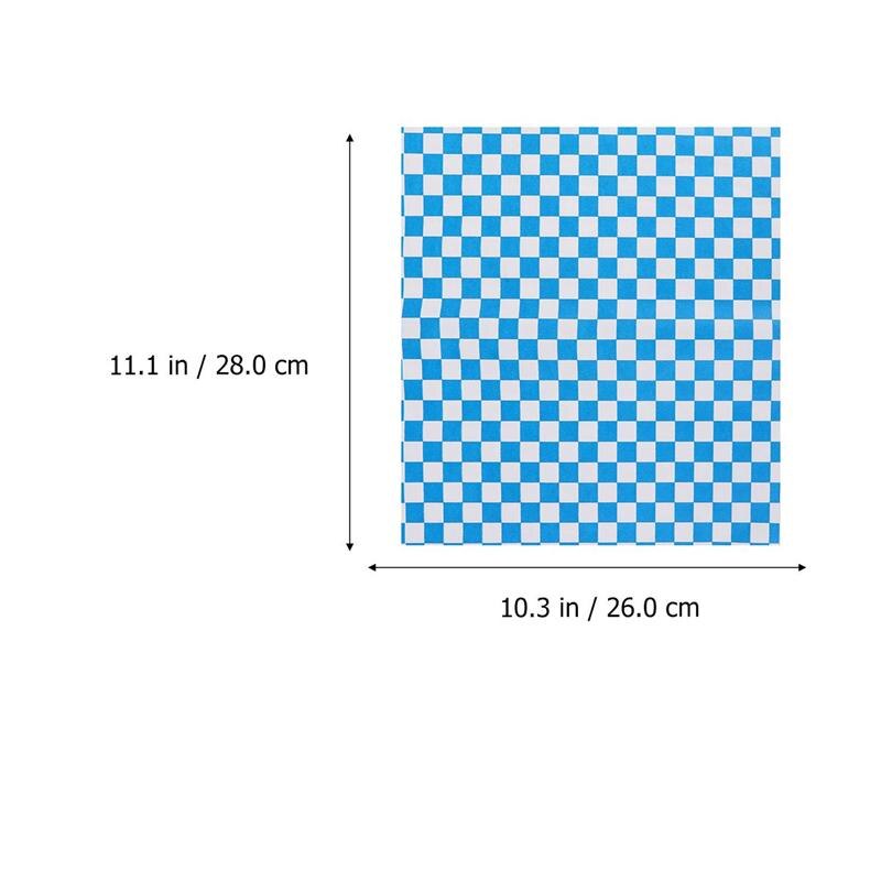 100pcs Plaid Pattern Pizza Oil Paper Fried Food Grease-proof Paper Hamburger Wrappers