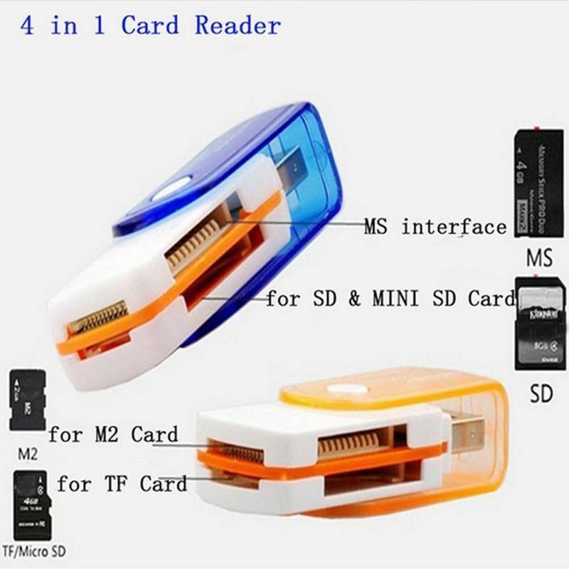 Rotating 4-in-1 multi-function card reader Universal one SD slot promotional multi-hole reader H3A9