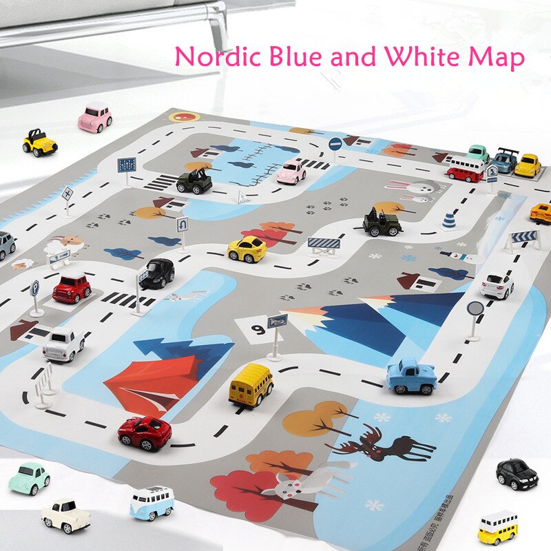 100*130 Cm Speelgoed Auto Mat Kaart Speelgoed Auto Box Kids Simulatie Stad Road Kaart Waterdichte Playmat Draagbare vloer Spelletjes