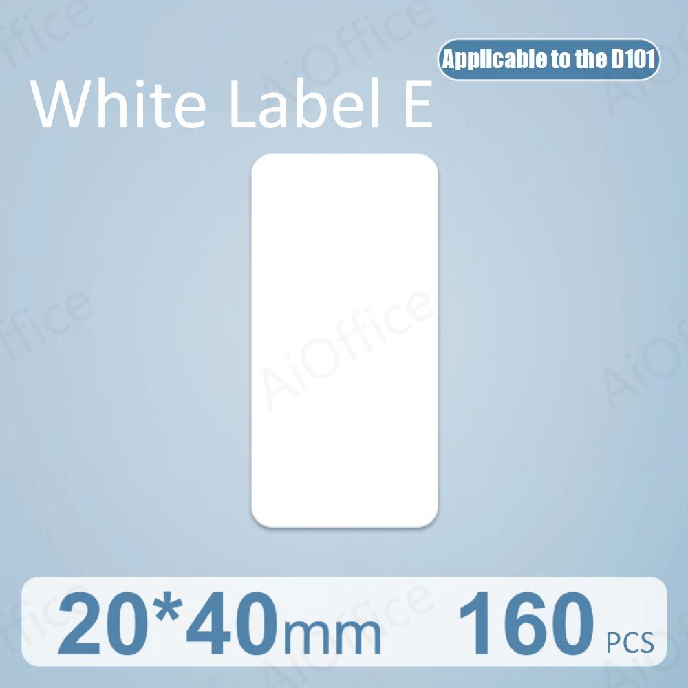 NIIMBOT D101 D11 0 Mini białe naklejki etykiety drukarki anty-olej wodoodporny odporny na rozdarcie dla supermarketu metka z ceną rolkę papieru: White 20X40mm