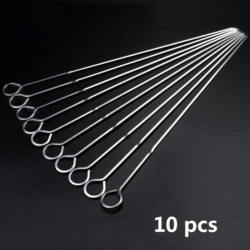 10 stk 38cm 15in lange grillspyd sæt kogeværktøj metal grillspyd firkantede grillpinde shish kabob spyd bbq grillnåle: Default Title