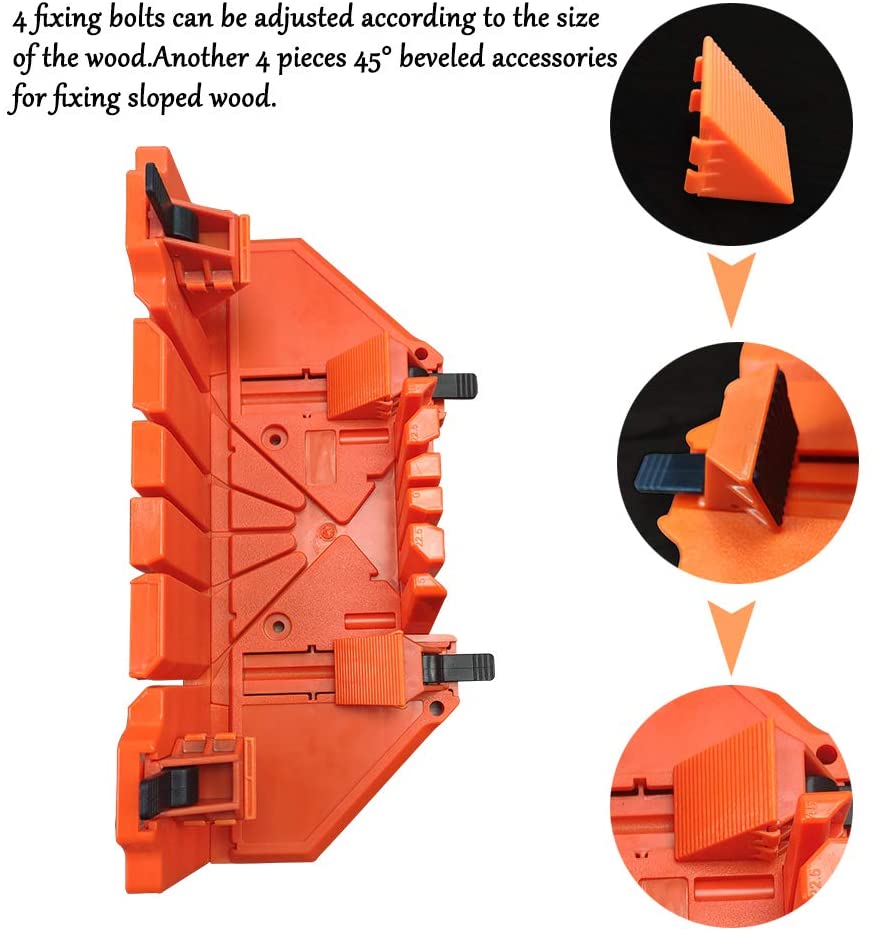 14-inch Mitre Box with Movable and Non-Slip Jaw for Back Saw Slot Angles 45/22.5/90 Degree Cuts Sawing and Clamping Box for Wood