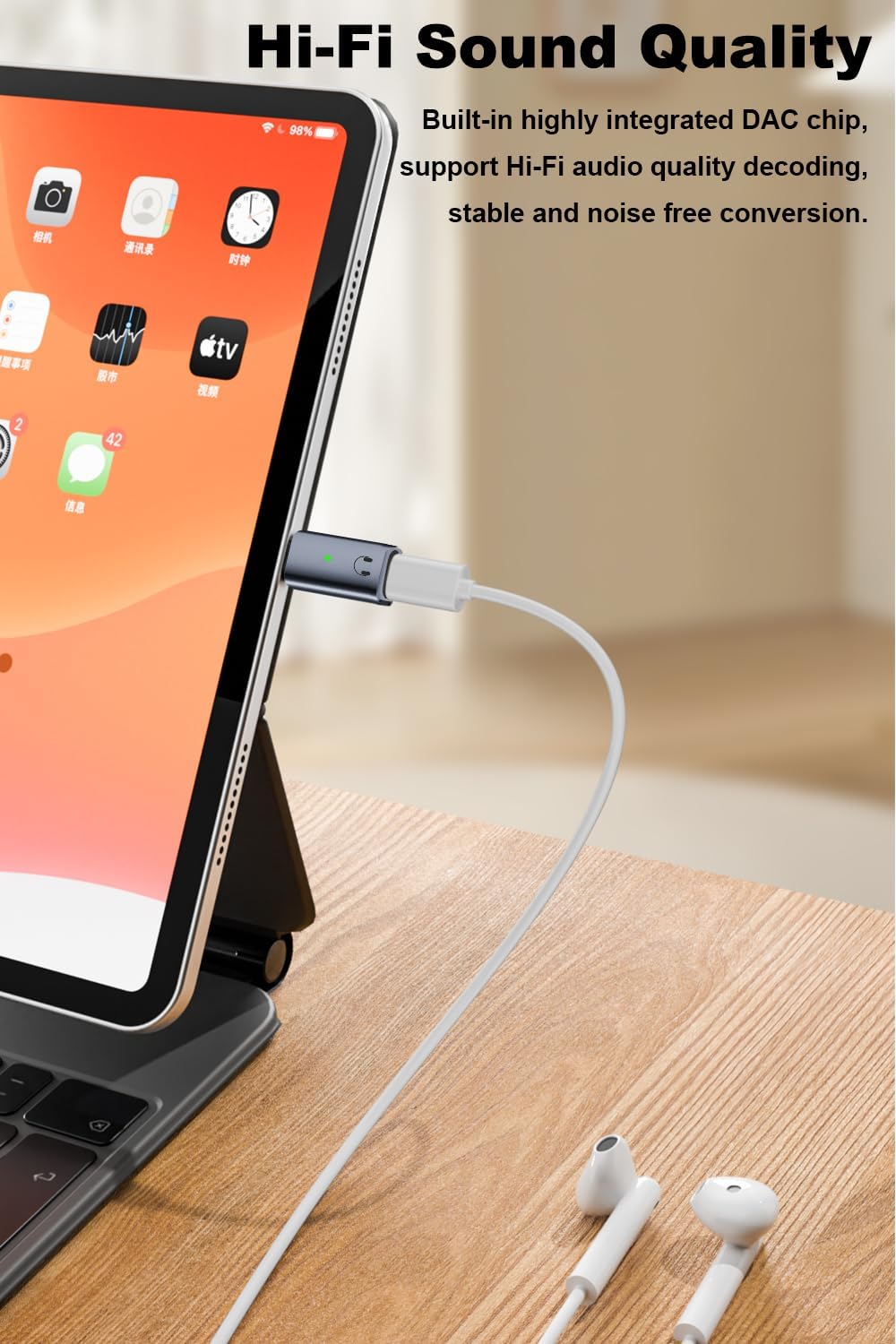 Adaptador de Audio USB C a iOS, convertidor de auriculares USB tipo C macho a Lightning hembra para iPhone 16 15 iPad Pro Air 6/5/4 MacBook