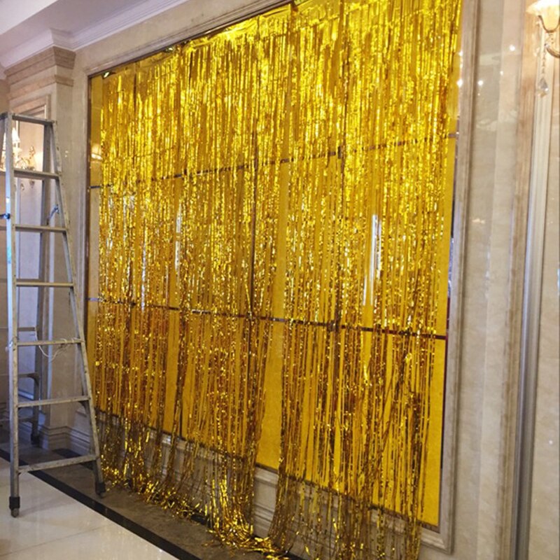 Fondo de cortina de seda de lluvia, tira de colores para pared, cumpleaños, boda, decoración de cinta de seda de lluvia, sala de estar para, suministros de cortina