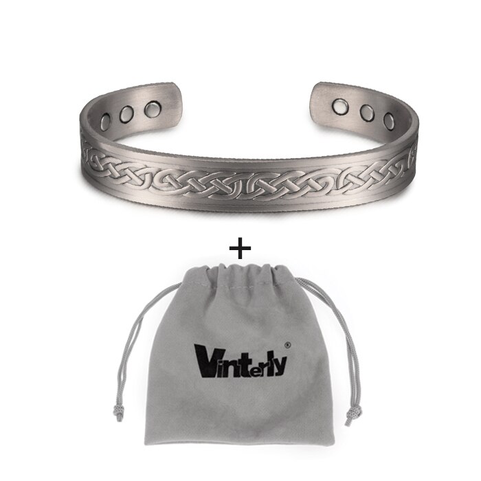 Vinterly viking armbånd mænd ren kobber justerbar manchet armbånd energi armbåndsbånd magnetiske armbånd armbånd til gigt: Taske s