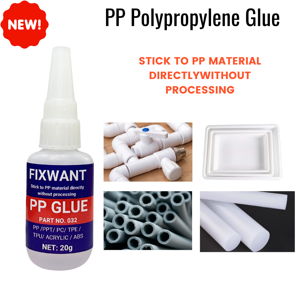 Hochfester PP-Polypropylen-Spezialkleber – starke Verklebung in Sekunden, wasserfest, funktioniert auf PPT/PC/ ABS/ TPE/ TPU/ ACRYL