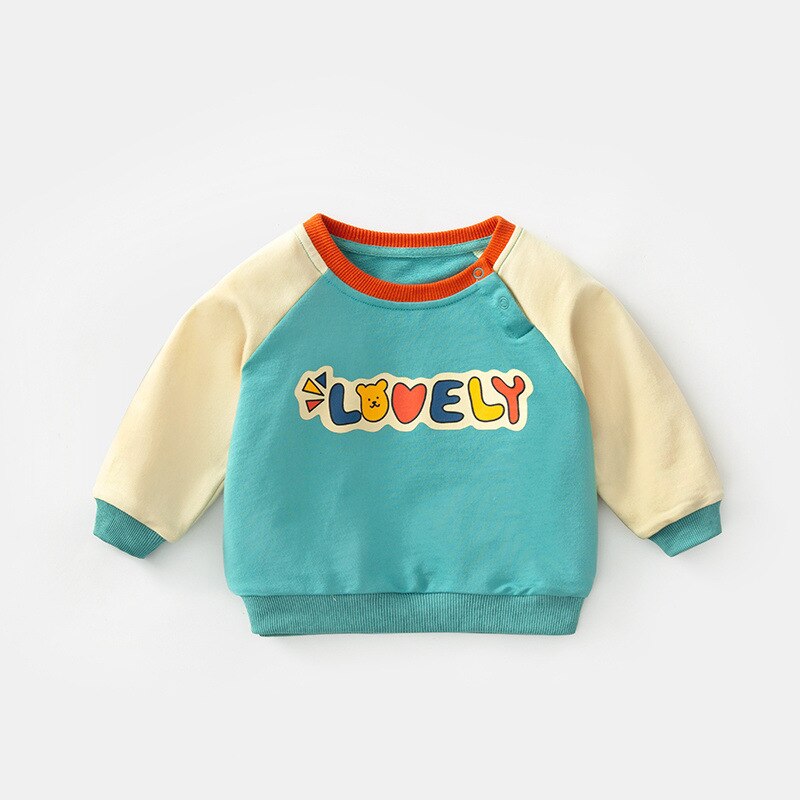 Sweat-Shirt à col rond pour fille et garçon, petite couronne, 0-4 ans, 100% coton, , automne: Bleu / 100CM (2-3Y)