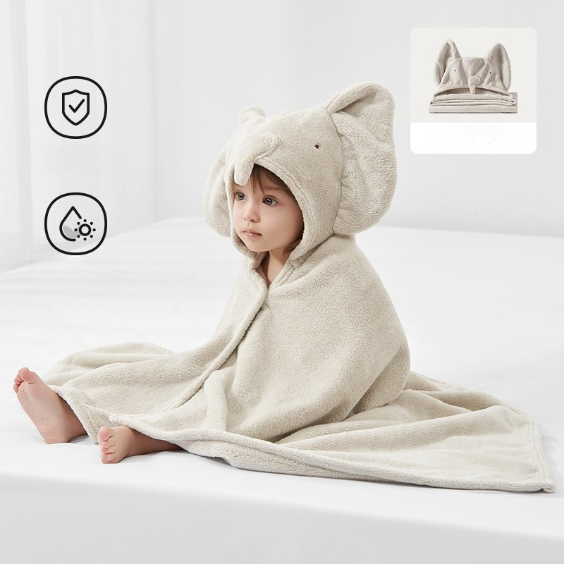 Serviette de bain pour bébé, cape à capuche pour garçons et filles, peignoir éléphant pour enfants, douche portable, serviettes de natation à Absorption douce: WHITE