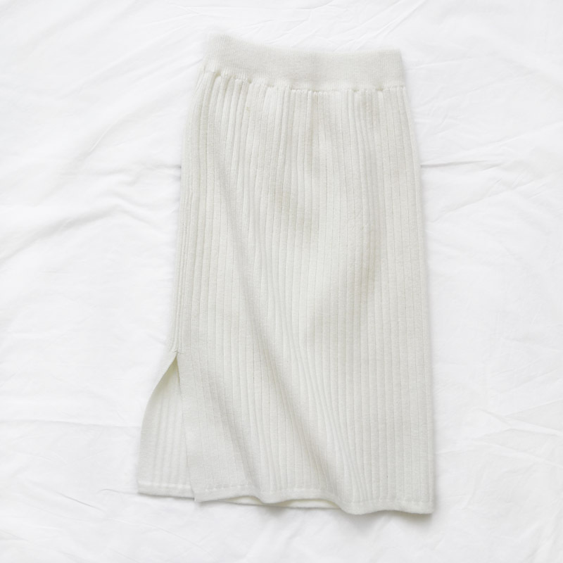 LarLarBoom Girl Knitted Skirt Autumn Winter High Waist Slit Kids Tight Skirt Children's Clothing for 2-7Years Girl Skirt: White / 2T