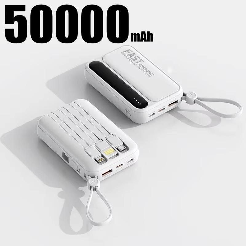 500000mAh 120W Power Bank Large Capacity 4 In1 Cables Intelligent Digital Display Light Portable Powerbank For iPhone: green