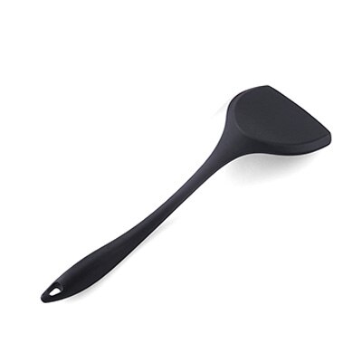 Spatula High Temperature Resistant All-Inclusive Silicone Pot Spatula Cooking Frying Pan Silicone Kitchen Chinese Spatula: Black