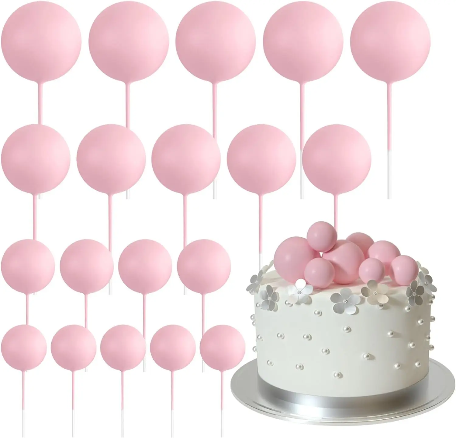 Décorations de décoration de gâteau mini ballon 20 pièces avec pics de boules d'or-décor de gâteau festif pour les célébrations: Chocolat