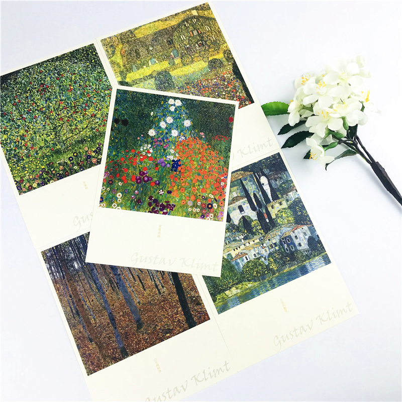 12 feuilles/ensemble psychédélique Klimt peinture à l'huile carte postale carte de voeux anniversaire carte carte de Message
