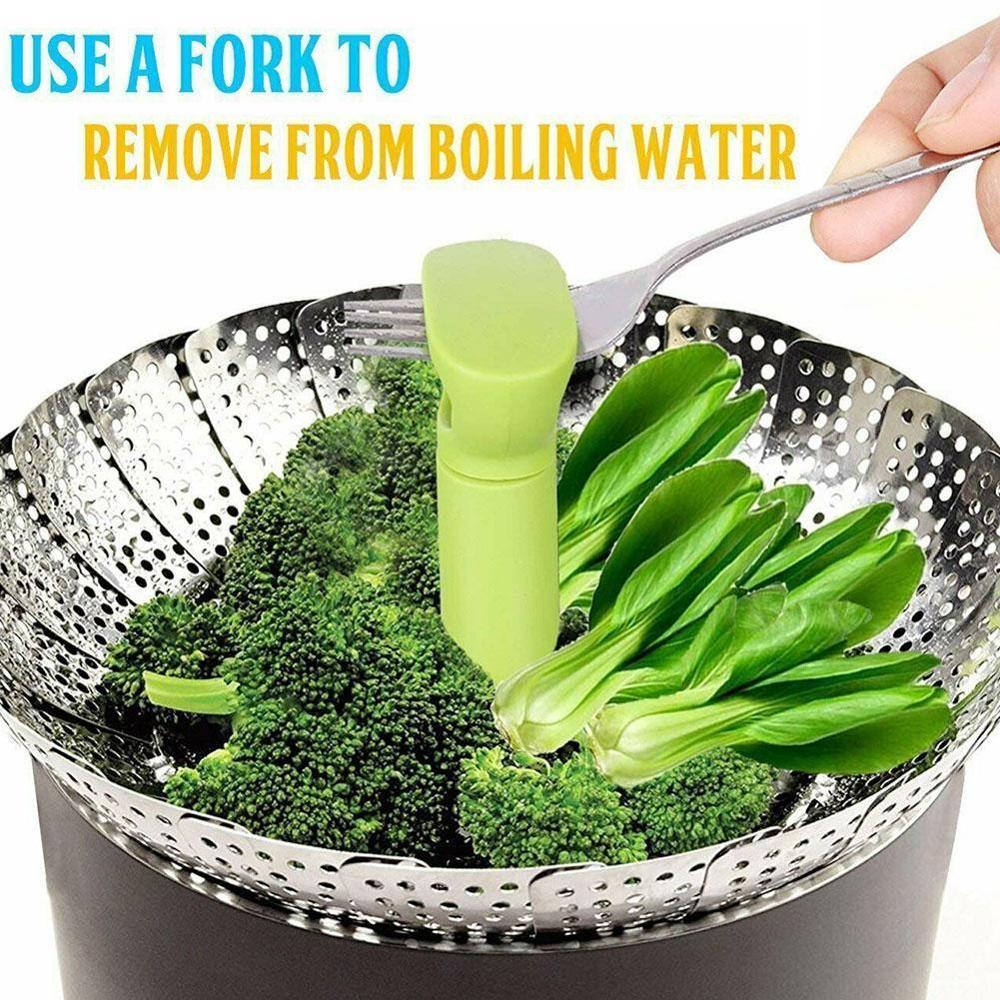 Stainless Steel Folding Steamer Basket Stainless Steel Fish Steamed Vegetable Steamer Telescopic Steamer L0V5