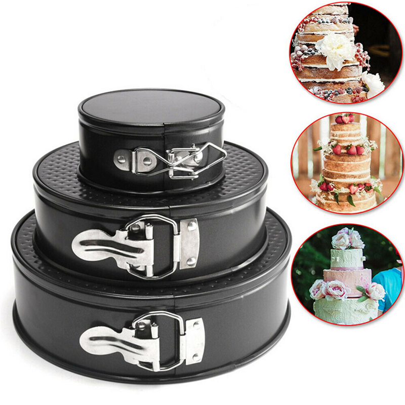 Sæt  of 3 slip-let springform rund kagebagning bageform bakke pande bagegrej kage bageplade
