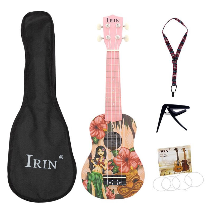 Irin 21 inch roze sopraan ukelele ukelele gitaar 4 snaren akoestische hawaiiaanse gitaar muziekinstrumenten voor meisjes beginners: Default Title