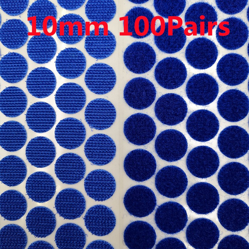 10/15mm Rond Points Autocollant Velcro Auto-Adhésif Fort Ruban D'attache En Nylon de Boucle De Crochet de Matériel De Couture Travaux Manuels Accessoire: Blue 10mm100pairs