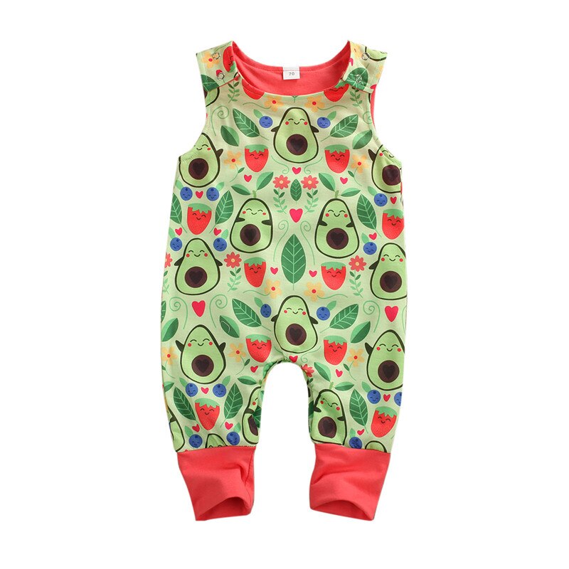 Pelele con estampado de aguacate para recién nacido, sin mangas, cuello redondo, mono, ropa, trajes diarios