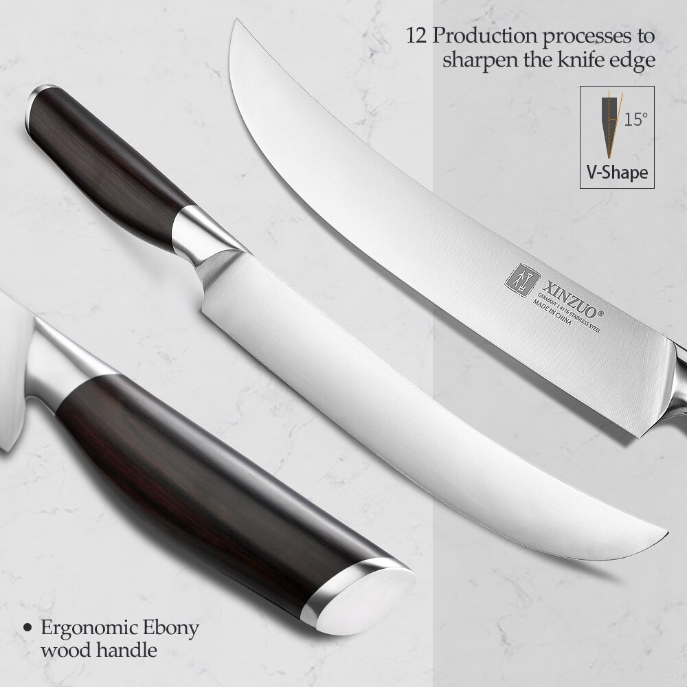 Xinzuo 10 tommer udskæringskniv og 155mm udskæringsgaffelsæt tyske 1.4116 rustfrit stål køkkenknive bedste kokskniv