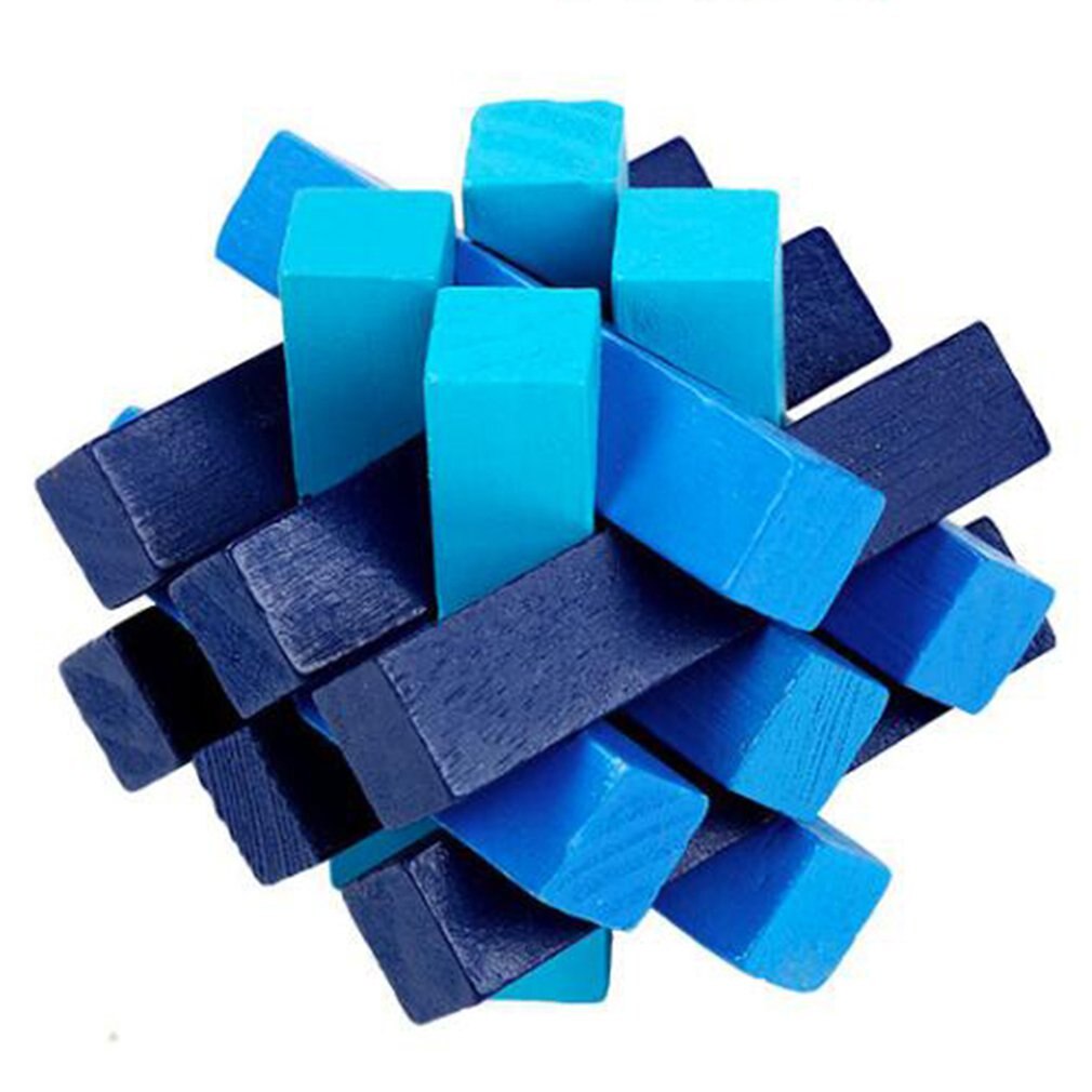 Chinese Ancient Lock Children's Puzzle Solving Manual Brain Toys Early Education Brain Development Toys: Blue 15 lock