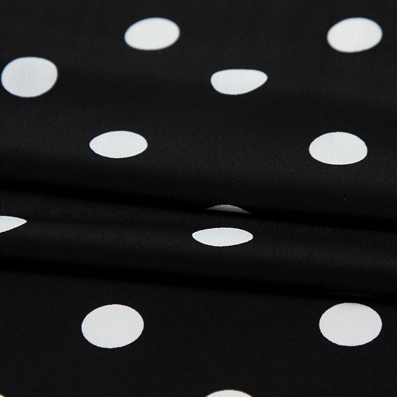 Soft Black and White Polka Dot Chiffon Dress Fabric by the Meter