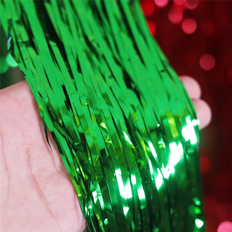 Oropel de flecos de aluminio DIY, cortina, cinta de guirnalda, globos, Baby Shower, cumpleaños, decoraciones bodas fiestas, 1 Uds.: green