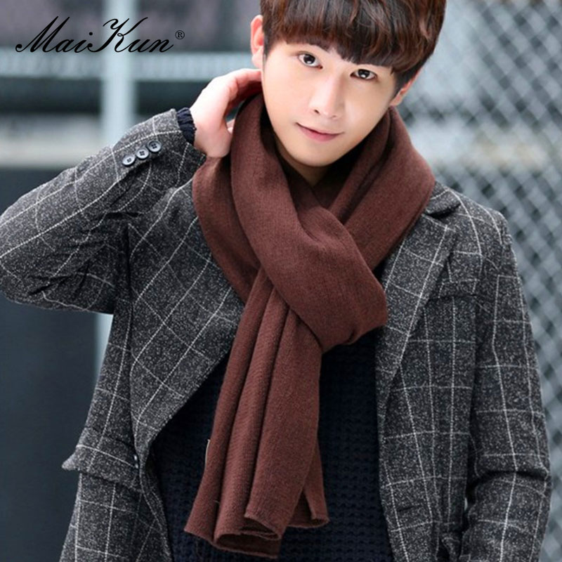 Maikun-bufanda gruesa y cálida para hombre y mujer, pañuelo de Cachemira de imitación de Color puro, bufanda negra para invierno, Unisex