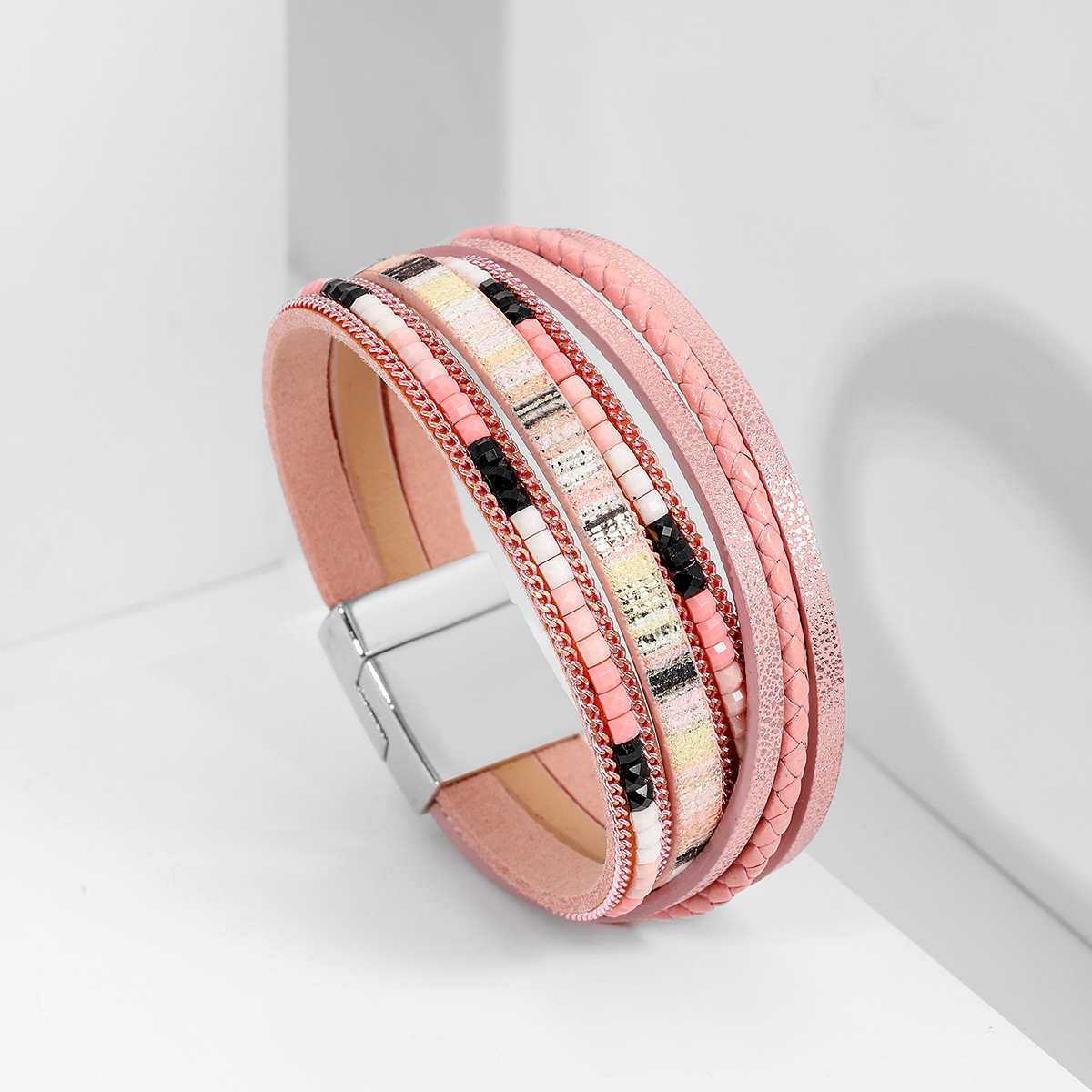 Braccialetti avvolgenti in pelle da donna, braccialetti Boho con