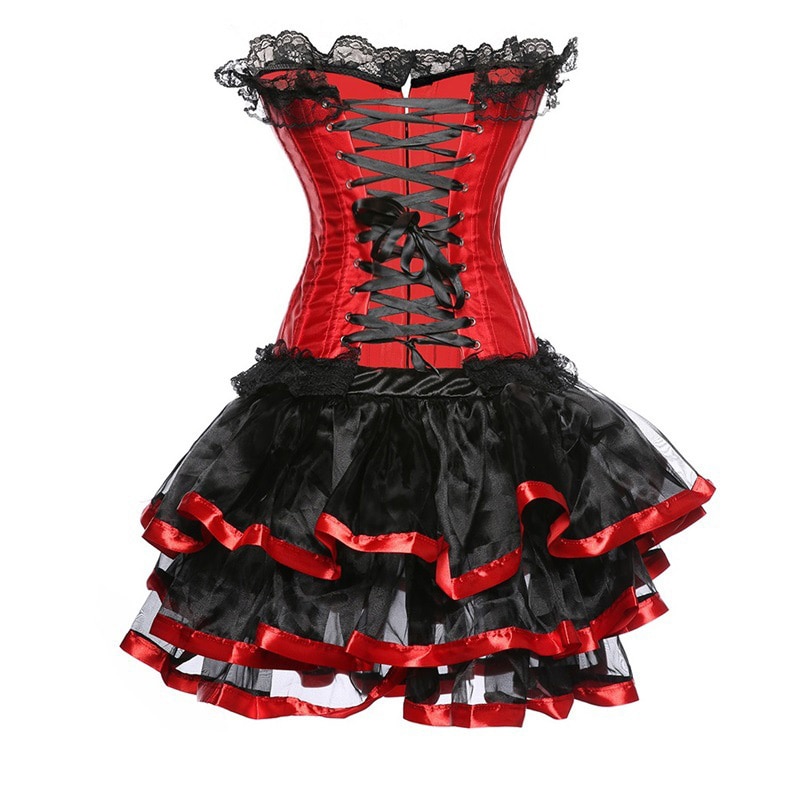 Sexy Red Gothic Corset Top Overbust Bustier Corset Dress Plus Size Corselet 6xl Burlesque Gothic Clothing Fancy Dresses Costume